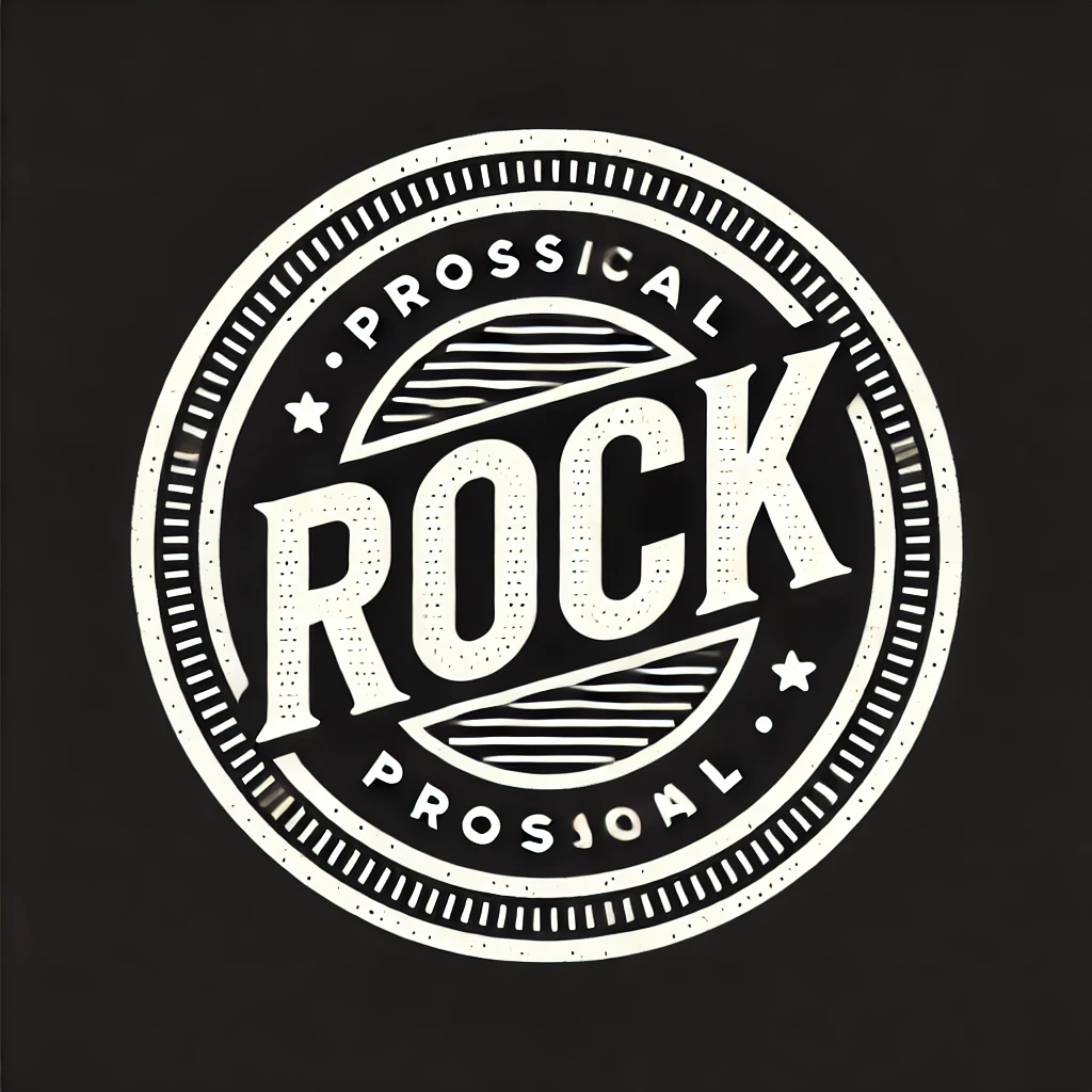 DALL·E 2025-02-11 18.14.26 - A round seal with a completely black background and bold white text that says 'Rock'. The design is simple, professional, and highly readable, ensurin