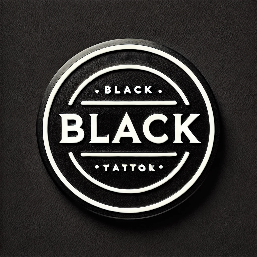 DALL·E 2025-02-11 18.16.20 - A round black seal with bold white text that says 'Black'. The background is completely black, and the text is in a clean, professional, and highly re